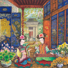 Frete grátis clássica Chinesa antiga cítara mulheres prints pintura em tela de pintura a óleo da lona arte da parede decoração imagem 2024 - compre barato