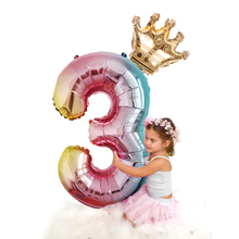 2pcs 32inch Rainbow number Foil Balloons air Balloon birthday party decorations kids Rose gold pink silver blue 0-9 Digit ball 2024 - buy cheap