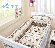 Promotion! 6PCS Bear Baby Bedding Set Crib cradle crib cot bedding set cunas (bumpers+sheet+pillow cover) 2024 - buy cheap