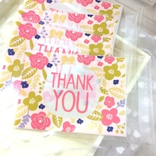 Free shipping small flower package bag THANK YOU decoration plastic self adhesive bags cookie candy dessert gift packing favors 2024 - buy cheap