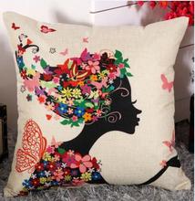 Coussin de algodón y lino para decoración, funda de almohada central cuadrada con estampado de árbol para mujer, casa de pájaro, flor, cojín, árbol de flores verde, 38x38cm 2024 - compra barato