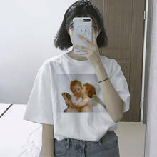 Summer Women's Casual Fashion Large Size Loose Female T-shirt Harajuku Angel Cartoon Print Vintage funny Short Sleeve T-Shirt 2024 - buy cheap