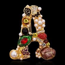 Rinhoo Young Luxury Pearl Letter A Brooches Women Colorful Exquisite Creative Jewelry Rhinestone Fashion Prom Party Brooch Pin 2024 - buy cheap