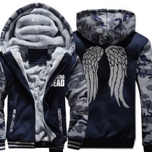 the walking dead Hooded men wool liner Camouflage color Hoodies Thicken Zipper Jacket wings coat 2019 male Hands Scary tracksuit 2024 - buy cheap