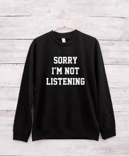 Skuggnas New Arrival Sorry i'm not listening Funny Sweatshirt Women Funny Gifts Tumblr Sweatshirt 90s aesthetic Clothing 2024 - buy cheap