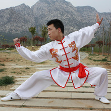 USHINE HX09 blanco doble dragón chino tradicional Ropa de Tai Chi manga larga uniformes de kung-fu Wushu TaiChi Traje de artes marciales 2024 - compra barato