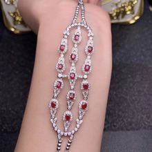 natural red ruby gem Bracelet Natural gemstone bracelet S925 silver fashion elegant geometry chain Row women party fine jewelry 2024 - buy cheap
