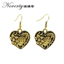 2021 New Fashion 1 Pair 40mm Retro Zinc Alloy Flowers Heart Earrings for Women's Fashion Jewelry Gifts Date and Party 2024 - buy cheap