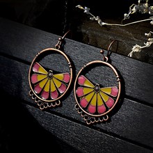 Pendientes de flores Vintage para mujer, joyería étnica Brinco, aretes tibetanos de aceite de goteo redondo de verano, Pendientes colgantes Jhumka 2019 2024 - compra barato