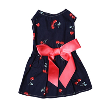 Summer Dog Dresses Cotton Cherry Patterns One-piece Dogs Skirt Dress Pet Princess Dress Cute Pet Clothes With Bow-knot XS/S/M/L 2024 - buy cheap