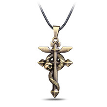 Fullmetal Alchemist Style Metal Edward Elric Rope Pendant Hot Sale classic bronze plated Statement Necklace 2024 - buy cheap