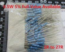 500PCS 1/2W 0.5W Oxide Carbom Metal film Resistor 1R/2.2R/4.7R/5.1R/6.2R/6.8R/7.5R/8.2R/10R/12R/15R/18R/20R/22R/24R/27R/Ohm 5% 2024 - buy cheap