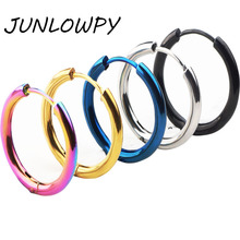 JUNLOWPY-pendientes de aro de acero inoxidable para hombre y mujer, Piercing de 2,5mm de ancho, estilo hip hop 2024 - compra barato