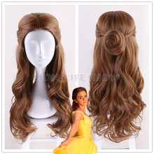 Movie Beauty and the Beast Princess Belle Wig Emma Waston Long Wavy Wig Cosplay /Role Play Costume 2024 - buy cheap