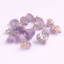 Wholesale 12PC Small Natural Stone Charms Pendant Irregular Unique Healing Amethysts Women DIY Necklaces For Jewelry Making Free 2024 - buy cheap