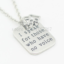 2016hand stamped"I speak for those who have no voice"paw print necklace veterinary vet tech animal rescue veterinarian dog lover 2024 - buy cheap