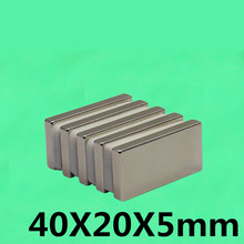 1pcs 40x20x5mm Neodymium Magnet Block N35 Permanent Super Strong Powerful Small Magnetic Magnets Square 2024 - buy cheap