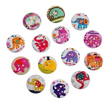 SHINE Wooden Sewing Buttons Scrapbooking Round Mixed Two Holes Pattern 20mm Dia. 30PCs Costura Botones Decorate bottoni botoes 2024 - buy cheap
