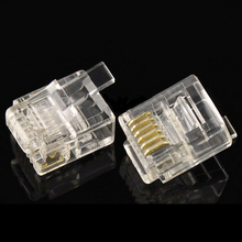 100PCS Crimp On RJ11 Connectors For Solid Phone Cables Crystal Head RJ11 6P6C Modular Plug Gold Plated Network Connector 2024 - buy cheap