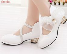 Children Shoes For Girls High Heel Shoes PU Leather Big Flower Sequins Girls Princess Shoes For Party Wedding Kids Dance Shoes 2024 - buy cheap
