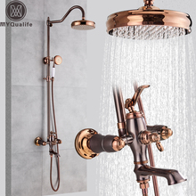 Red Black bronze  Shower Faucet System Rainfall Rose Golden and Bronze Bathroom Shower Mixer Shower Set Faucet Swivel Spout 2024 - buy cheap