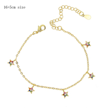 Pulsera de Color dorado con colgante de estrella cham para mujer, pulseras con estrellas de piedra multicolor, regalo de joyería para mujer 2019 2024 - compra barato