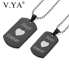 V.YA DIY Simple Couple Necklaces "ALWAYS FOREVER" Black Stainless Steel Tag Pendant For Lover Romantic Gifts Dropshipping 2024 - buy cheap