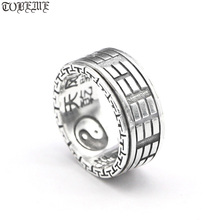 Винтажное серебряное кольцо Fengshui Taiji, ручное поворотное кольцо из тайского стерлингового серебра 925 пробы с подвеской 2024 - купить недорого