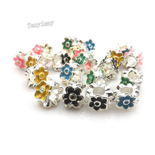 Contas de amuleto esmaltadas de flor, contas de moda para pulseira europeia de 100 tamanhos, frete grátis 2024 - compre barato