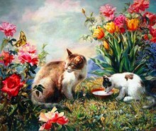 LIPHISFUN Needlework Diamond Painting 5d Diamond Embroidery Cat Flower Square Drill Full Embroidery Home Decoration DIY 2024 - buy cheap