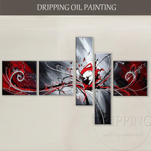 Free Shipping Hand-painted 5 Panels Wall Art Painting Abstract Oil Painting 5 Pieces Group Abstract Oil Painting for Living Room 2024 - buy cheap