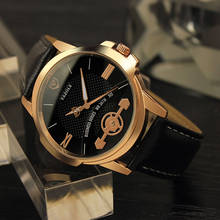 Мужские часы YAZOLE, брендовые роскошные часы с синим стеклом, водонепроницаемые кожаные мужские часы в римском стиле, мужские часы relojes hombre 2024 - купить недорого