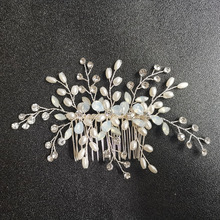 SLBRIDAL Silver Color Crystal Rhinestones Pearls Flower Wedding Jewelry Hair Comb Bridal Headpieces Hair Accessories Bridesmaids 2024 - buy cheap