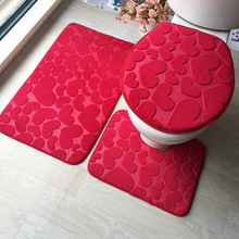 3Pcs/Set Toilet Seat Cover Bath Mat Embossing Flannel Floor Rugs Cushion For Home Decoration Bathroom Accessories 2024 - buy cheap