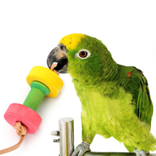 Halteres para pássaros de estimação, brinquedo de mastigar para papagaio, madeira para pássaro, gaiola divertida, 1 peça 2024 - compre barato