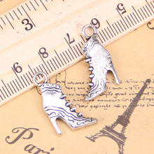 48pcs Charms high heeled ladies boots shoes 23x15mm Antique Silver Plated Pendants DIY Handmake Tibetan Silver Bracelet Necklace 2024 - buy cheap