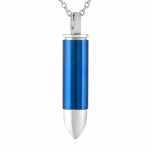 IJD8717 Blue Plating Stainless Steel Cremation Jewelry Bullet Urn Pendant Necklace Memorial Ashes Keepsake Urn Necklace 2024 - buy cheap