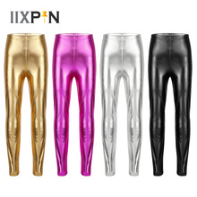 IIXPIN Girls Metallic Color Pants Shiny Stretch Leggings Skinny Pants Leggings Ballet Costumes Kids Ballet Dance Competitions 2024 - buy cheap