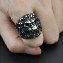 Real Cool Crystal Eyes Big Angry Lion King Ring 316L Stainless Steel Men Boy Fashion Lion Ring 2024 - buy cheap