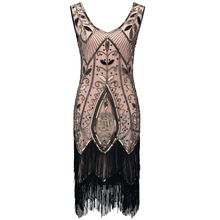 Vestido flapper 1920s brilhante, decote em v duplo, sem mangas, flor, folha, bordado, lantejoulas com contas, grande trajes gatsby 2024 - compre barato