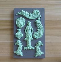 Mermaid, lion, vase, angel, plant foliage silicone fandont mold Silica gel moulds Chocolate molds candy mould cake baking tools 2024 - buy cheap