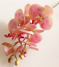 Orquídeas artificiales de un toque, orquídeas artificiales de flor de Orquídea Rosa falsa Cymbidium PU 3D 2024 - compra barato