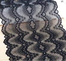 Envío gratuito 2 metros negro elástico hermosa tela de encaje cinta de encaje 23 CM para accesorios de ropa de Garters DIY 2024 - compra barato