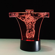 Luminária noturna de led 3d jesus para quarto, lâmpada de mesa usb, novidade para decoração da casa em 7 cores, presente de decoração para casa 2024 - compre barato