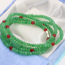 Venda quente de alta qualidade 4 linhas multicamadas pulseiras fechos magnéticos verde aventurina 2*4mm facetada abacus beads jewelry B2767 2024 - compre barato