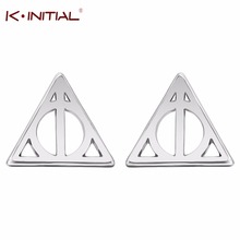 Kinitial 10Pair European Fashion Women Triangle Stud Earrings Brand Designer Hollow Out Deathly Hallows Luna Statement Earrings 2024 - buy cheap