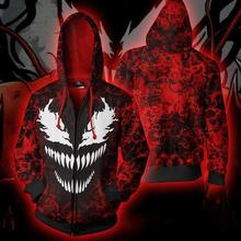 CostumeBuy-Sudadera con capucha de superhéroe para hombre y mujer, con estampado Digital de Spider man Venom, chaqueta con cremallera, L920 2024 - compra barato