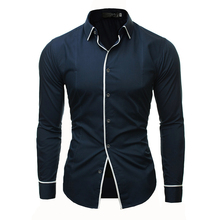 Camisa Masculina New Fashion Brand Men Shirt Solid Color Dress Shirt Long Sleeve Slim Fit Casual Male Shirts 3XL 2024 - buy cheap