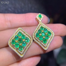 Natural green Emerald  gemstone ring and necklace for women jewelry hot selling gift style 2024 - buy cheap