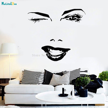 Fashion Hot Charming Winking Girl Spa Hair Salon Wall Decal  Hairdresser Barbershop Stylist Stickers Removable Poster YT918 2024 - buy cheap